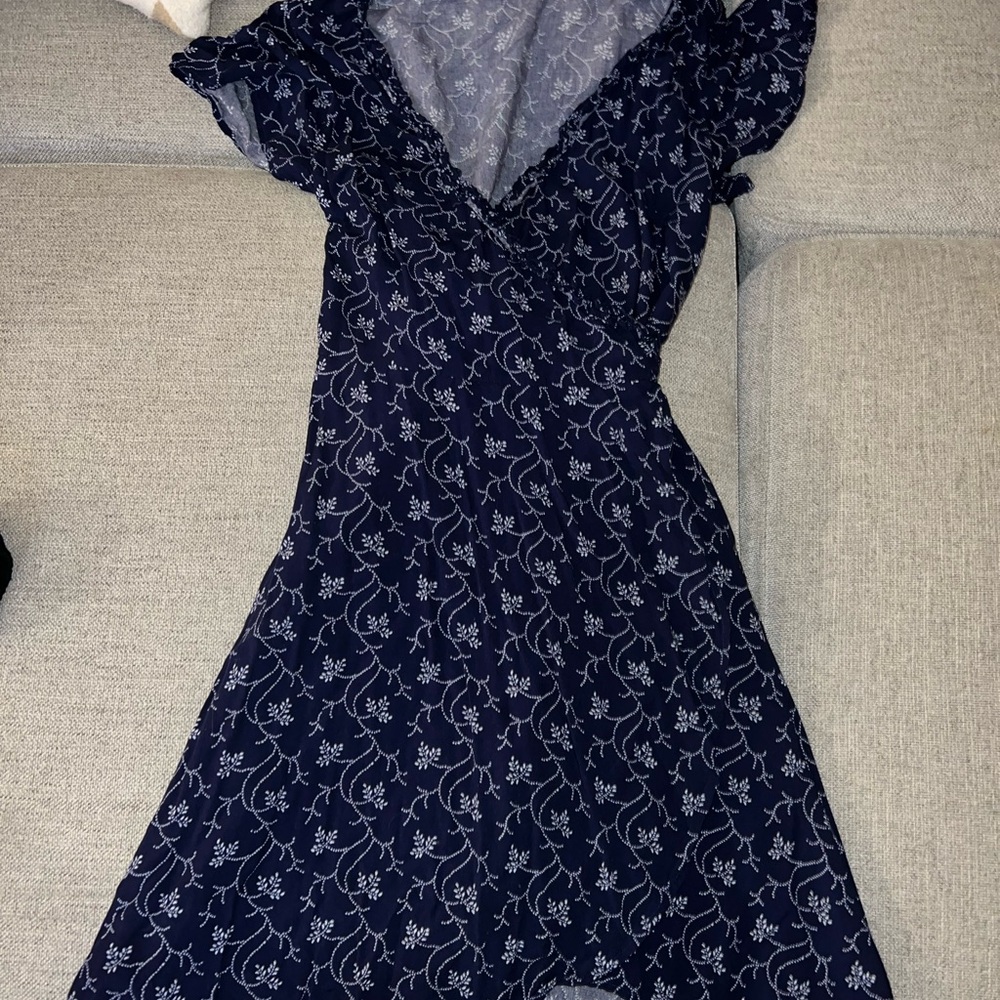 Elegant Navy Blue Floral Dress